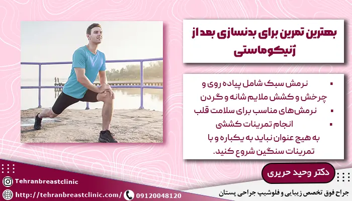 تصویر مردی در حال ورزش و توضیح بهترین حرکات بدنسازی بعد از عمل ژنیکوماستی