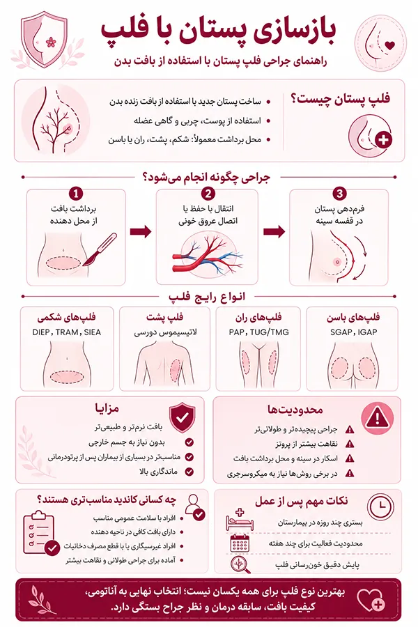 اینفوگرافیک جراحی فلپ پستان